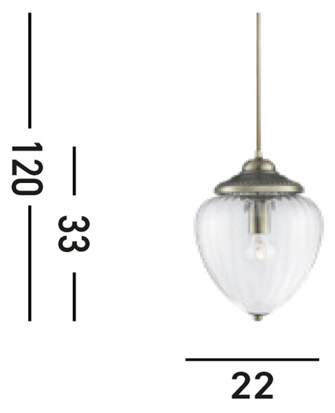 Sospensione Contemporanea Mosca Acciaio Ottone Vetro 1 Luce E27
