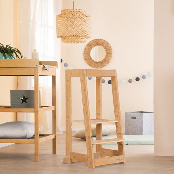 Torre di apprendimento di colore naturale in bambù – Roba
