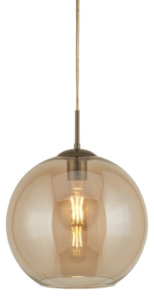 Sospensione Contemporanea Balls Acciaio Adjustable Vetro Ambra 1 Luce E27 D25Cm