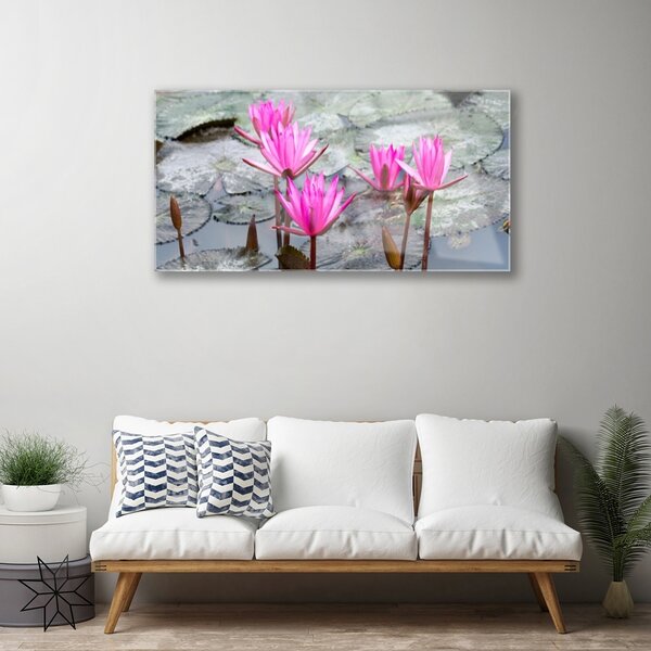 Quadro in vetro Fiori Pianta naturale 100x50 cm 2 appendini