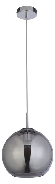 Sospensione Contemporanea Balls Acciaio Cromo Vetro Fumè 1 Luce E27 D25Cm