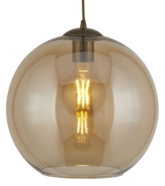 Sospensione Contemporanea Balls Acciaio Adjustable Vetro Ambra 1 Luce E27 D25Cm