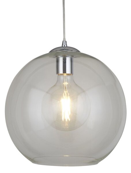 Sospensione Contemporanea Balls Acciaio Cromo Vetro Trasparente 1 Luce E27 D30Cm