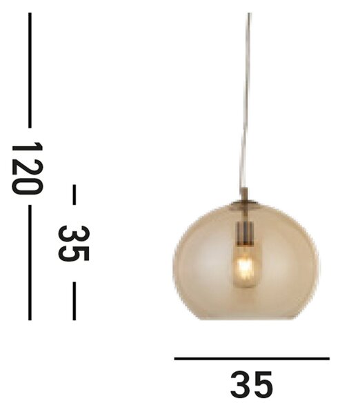Sospensione Balls ambra e ottone antico 35 cm SearchLight