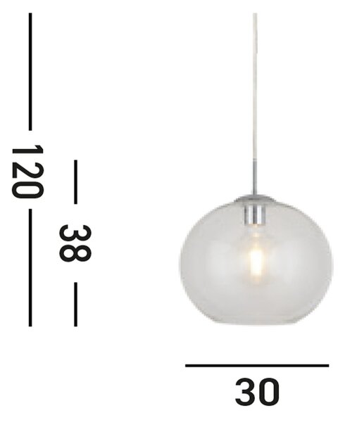 Sospensione Contemporanea Balls Acciaio Cromo Vetro Trasparente 1 Luce E27 D30Cm