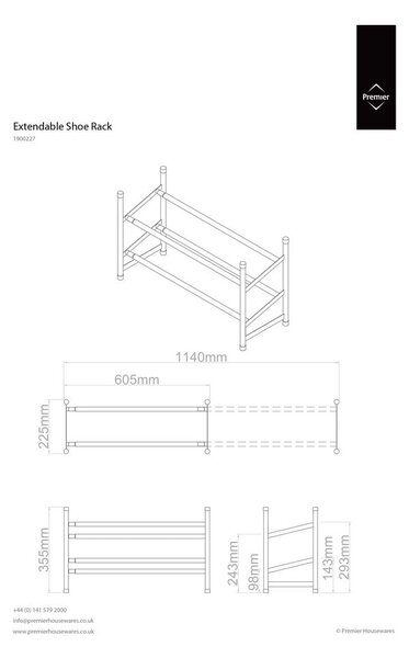 Scarpiera argentata in metallo allungabile – Premier Housewares