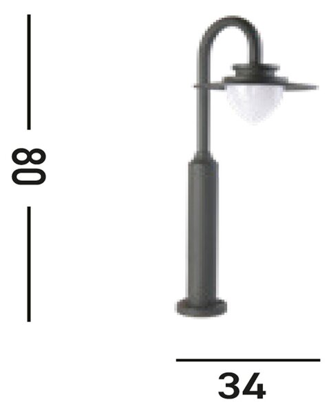 Lampione Vintage - Decò Texas Alluminio Grigio Policarbonato Led 9W 3000K