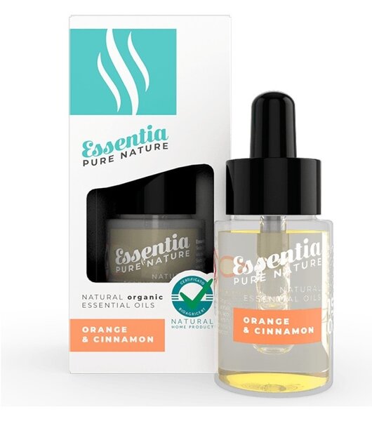 Essentia Olio Essenziale Orange e Cinnamon Biologico 15ml Flacone con Contagocce per Diffusori