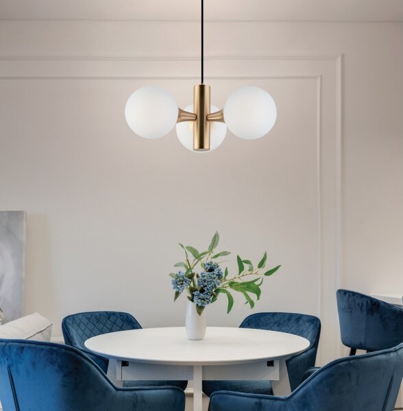 Lampadario sospeso a cavo GLOBE 3xE14/7W/230V dorato
