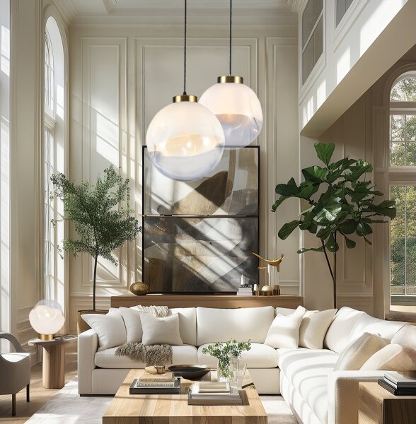 Lampadario a cavo VANA 1xE27/40W/230V crema/oro