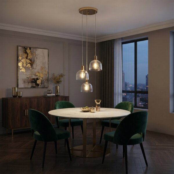 Lampadario a sospensione con cavo VIVE 3xE27/15W/230V, dorato