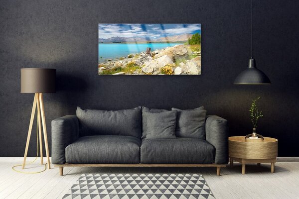 Quadro di vetro Paesaggio del mare di rocce 100x50 cm 2 appendini