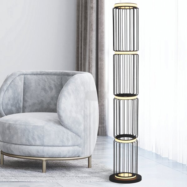 Piantana Industrial-Nordico Circolo Alluminio Bianco Silicone Nero Led 35W 3000K