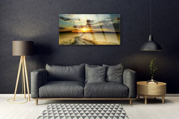 Quadro vetro Sentiero Campo Paesaggio 100x50 cm 2 appendini