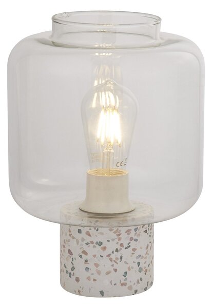 Abatjour Contemporaneo Nave Cemento Bianco Vetro Trasparente 1 Luce E27
