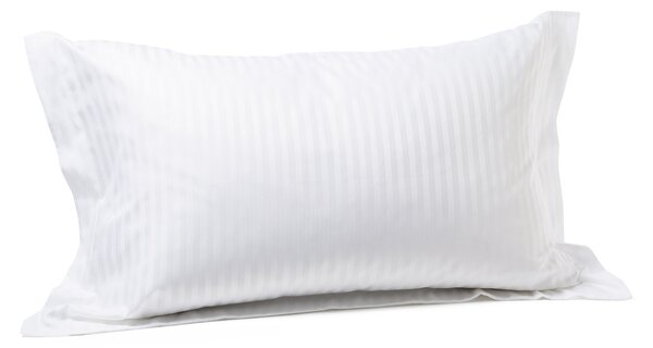 Coppia Federe In Raso Di Cotone Raso Rigato CM. 50x80 Hotellerie Tinta Unita Bianco Caleffi