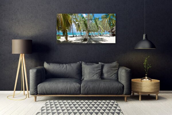 Quadro in vetro Spiaggia Palme Paesaggio 100x50 cm 2 appendini