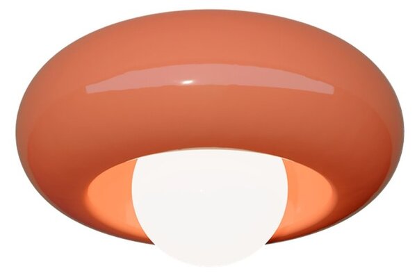 Applique Vintage Bumbum Ceramica Arancio Pokè Vetro Opalino 1 Luce E27 D40,5Cm