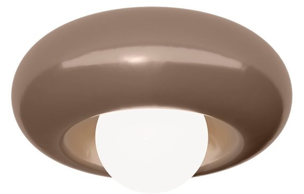 Applique Plafone Vintage Bumbum Ceramica Moka Vetro Opalino 1 Luce E27 D40,5Cm