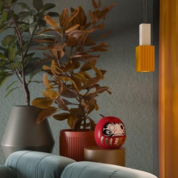 Sospensione Vintage Metra Ceramica Crema E Giallo 1 Luce E27