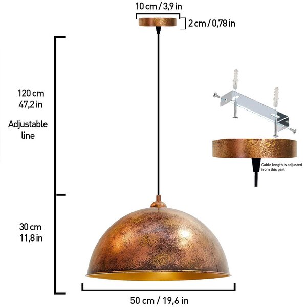 Lampada a sospensione Casimir ROYALTECH, dimmerabile, Rame, Soggiorno / Sala da pranzo, Metallo, Vintage, Lampada a sospensione