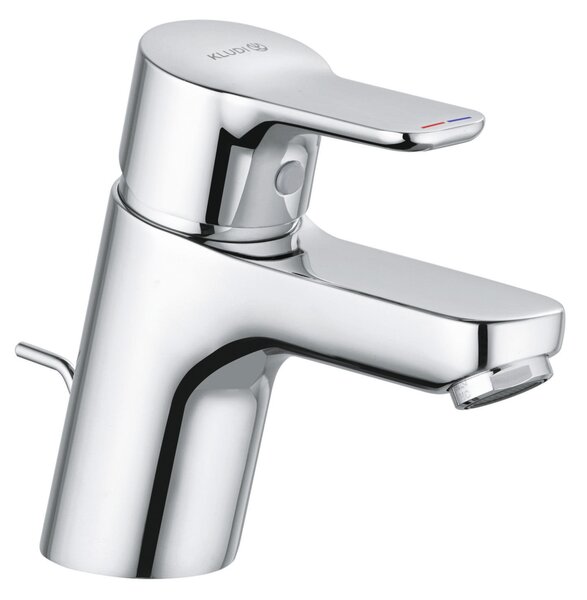 KLUDI PURE&EASY Mitigeur monocommandé pour lavabo, hauteur de bec 60mm, garniture d'écoulement en plastique, chrome, 372850565, 372850565
