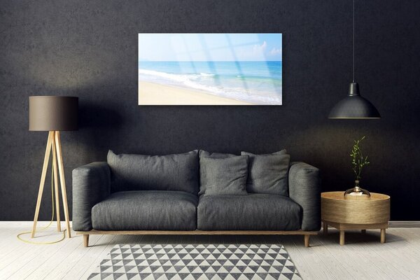 Quadro di vetro Spiaggia Mare Paesaggio 100x50 cm 2 appendini