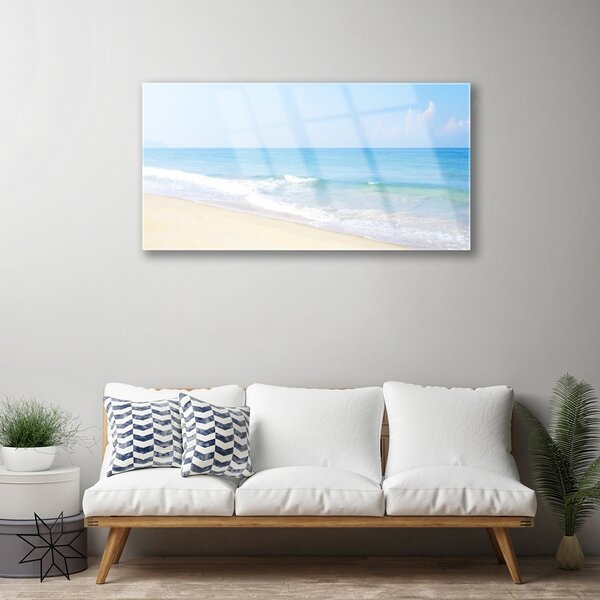 Quadro di vetro Spiaggia Mare Paesaggio 100x50 cm 2 appendini