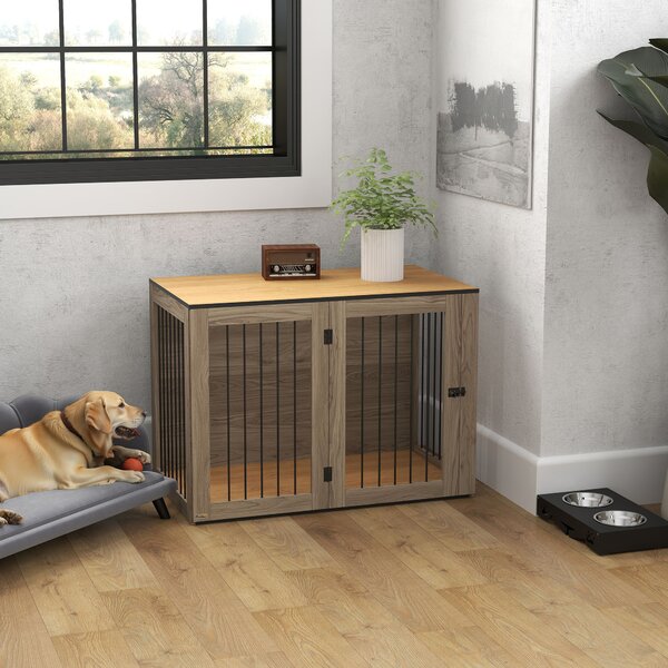 PawHut Cuccia per Cani, Box per Animali di Grossa Taglia, Casa per Cani, Indoor, 106 x 60 x 76 cm, Rovere