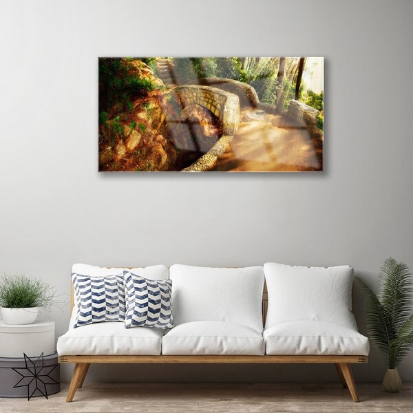 Quadro di vetro Ponte Alberi Architettura 100x50 cm 2 appendini