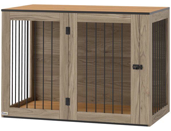 PawHut Cuccia per Cani, Box per Animali di Grossa Taglia, Casa per Cani, Indoor, 106 x 60 x 76 cm, Rovere