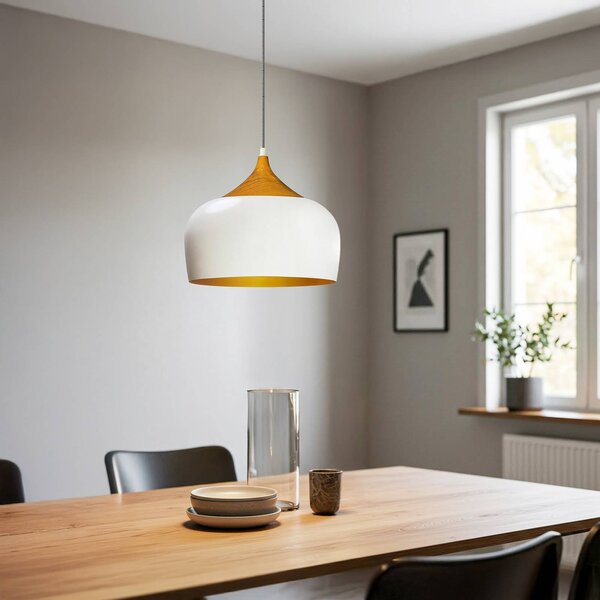 Lampada a sospensione Qwen ROYALTECH, dimmerabile, Bianco / Opale, Soggiorno / Sala da pranzo, Metallo, Moderno, Lampada a sospensione