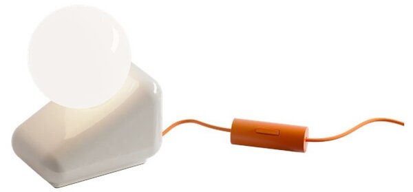 Lampada Da Tavolo Vintage Flip Ceramica Crema Vetro Opalino 1 Luce G9