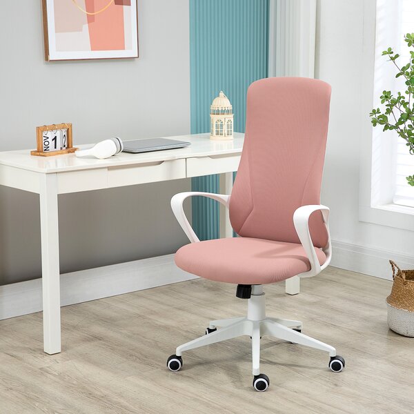 Vinsetto Sedia da Ufficio Ergonomica e Imbottita con Altezza Regolabile e Dondolo, 62x56x110-119.5 cm, Rosa | Aosom Italy