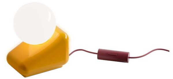 Lampada Da Tavolo Vintage Flip Ceramica Gialla Vetro Opalino 1 Luce G9
