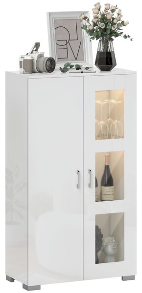 HOMCOM Buffet con LED RGB 16 colori e telecomando, alta lucidità, porte in vetro, ripiani in vetro, 71x35x126cm, bianco | Aosom Italy