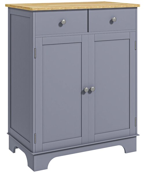 HOMCOM Mobile da salotto con armadi a doppia porta, 2 cassetti e mensole regolabili, 68x40,3x85cm, grigio e legno naturale
