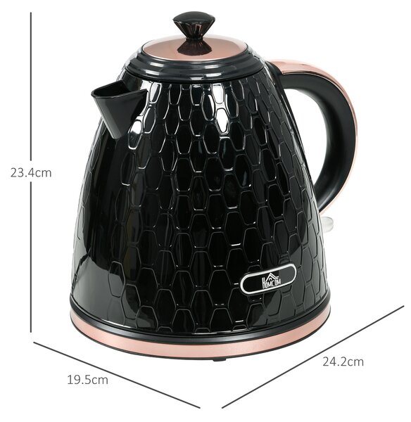 HOMCOM Bollitore, 2200W, Finestra trasparente, Filtro, Riscaldamento rapido, Nero | Aosom Italy