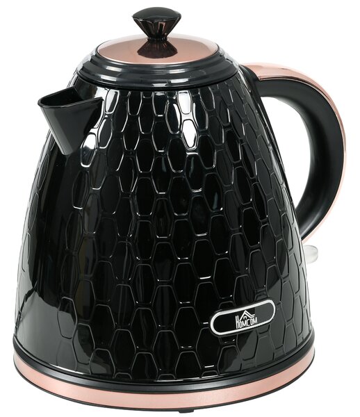 HOMCOM Bollitore, 2200W, Finestra trasparente, Filtro, Riscaldamento rapido, Nero | Aosom Italy