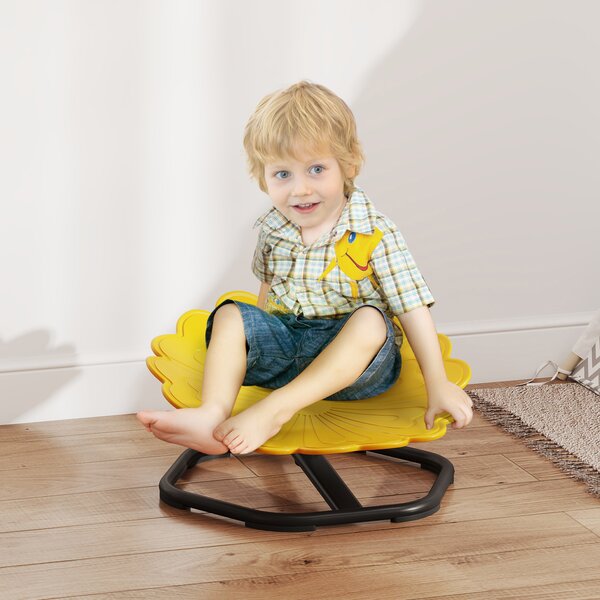 AIYAPLAY Sedia girevole sensoriale per bambini, sedile girevole per l'allenamento dell'equilibrio e della coordinazione, giallo | Aosom Italy