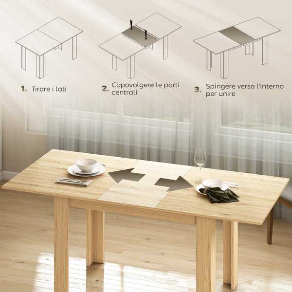 HOMCOM Tavolo Allungabile da Pranzo per 6-8 Persone, 140-180 x 80 cm, Colore Legno | Aosom Italy