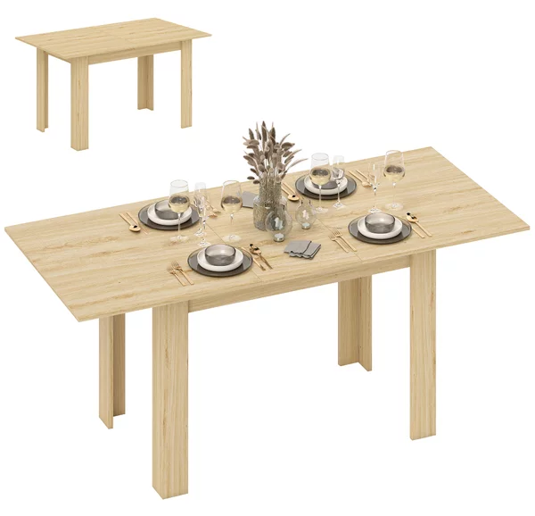 HOMCOM Tavolo Allungabile da Pranzo per 6-8 Persone, 140-180 x 80 cm, Colore Legno | Aosom Italy