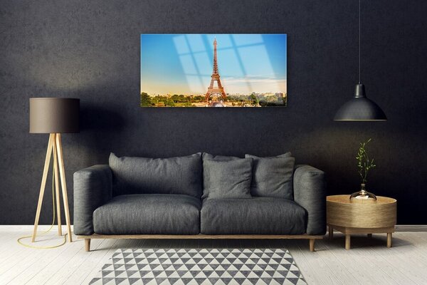 Quadro in vetro Torre Eiffel Parigi Città 100x50 cm 2 appendini