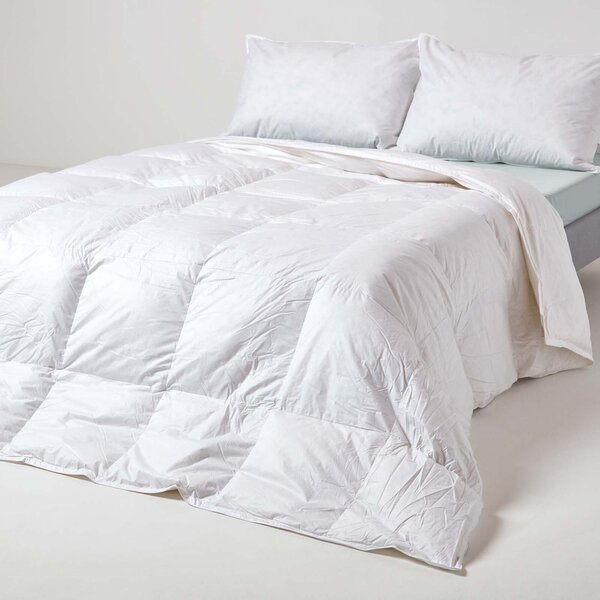 HOMESCAPES Piumone estivo leggero, classe di calore 2, piumone in piuma d'anatra e piumino, 260 x 220 cm