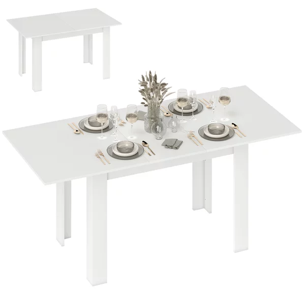 HOMCOM Tavolo Allungabile da Pranzo per 6-8 Persone, 140-180 x 80 cm, Bianco | Aosom Italy