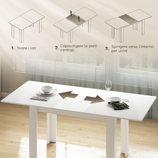 HOMCOM Tavolo Allungabile da Pranzo per 6-8 Persone, 140-180 x 80 cm, Bianco | Aosom Italy