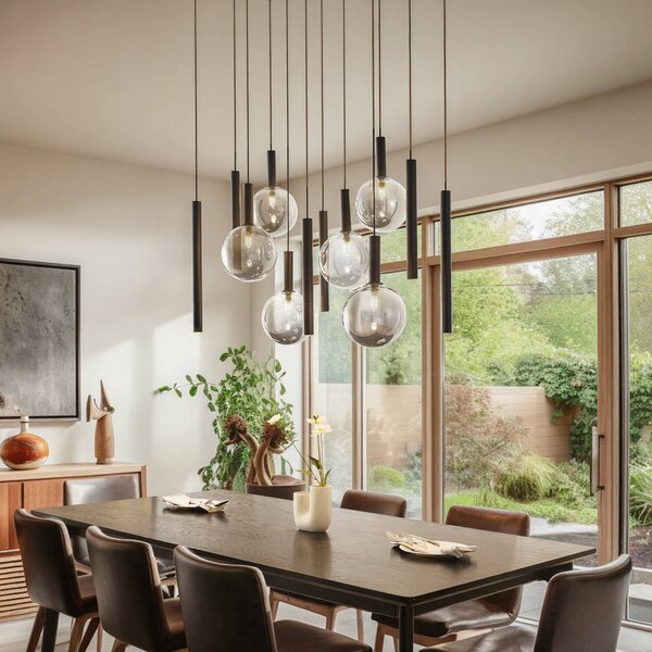 Lampada a sospensione in vetro Lumavia Lucande, dimmerabile, Nero, Soggiorno / Sala da pranzo, Vetro, Moderno, Lampada a sospensione