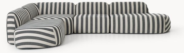 Divano angolare componibile XL a righe con chaise longue Wolke