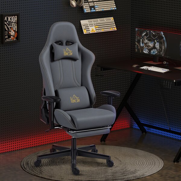 HOMCOM Sedia da Gaming Ergonomica con Braccioli Regolabili, 76x72x132 cm, Grigia | Aosom Italy
