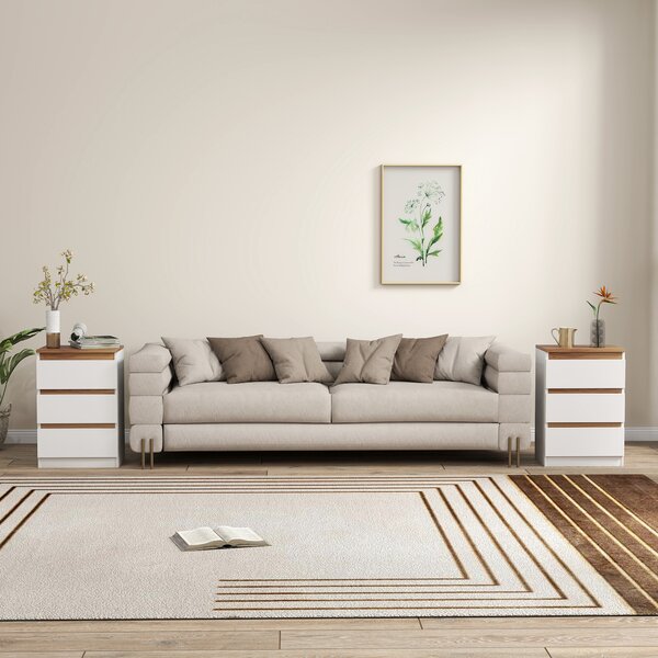 HOMCOM Comodino, Set di 2 Tavolini con 3 Cassetti, Comodino, Comodino per Camera da Letto, Soggiorno, 40 x 30 x 59,5 cm, Bianco | Aosom Italy